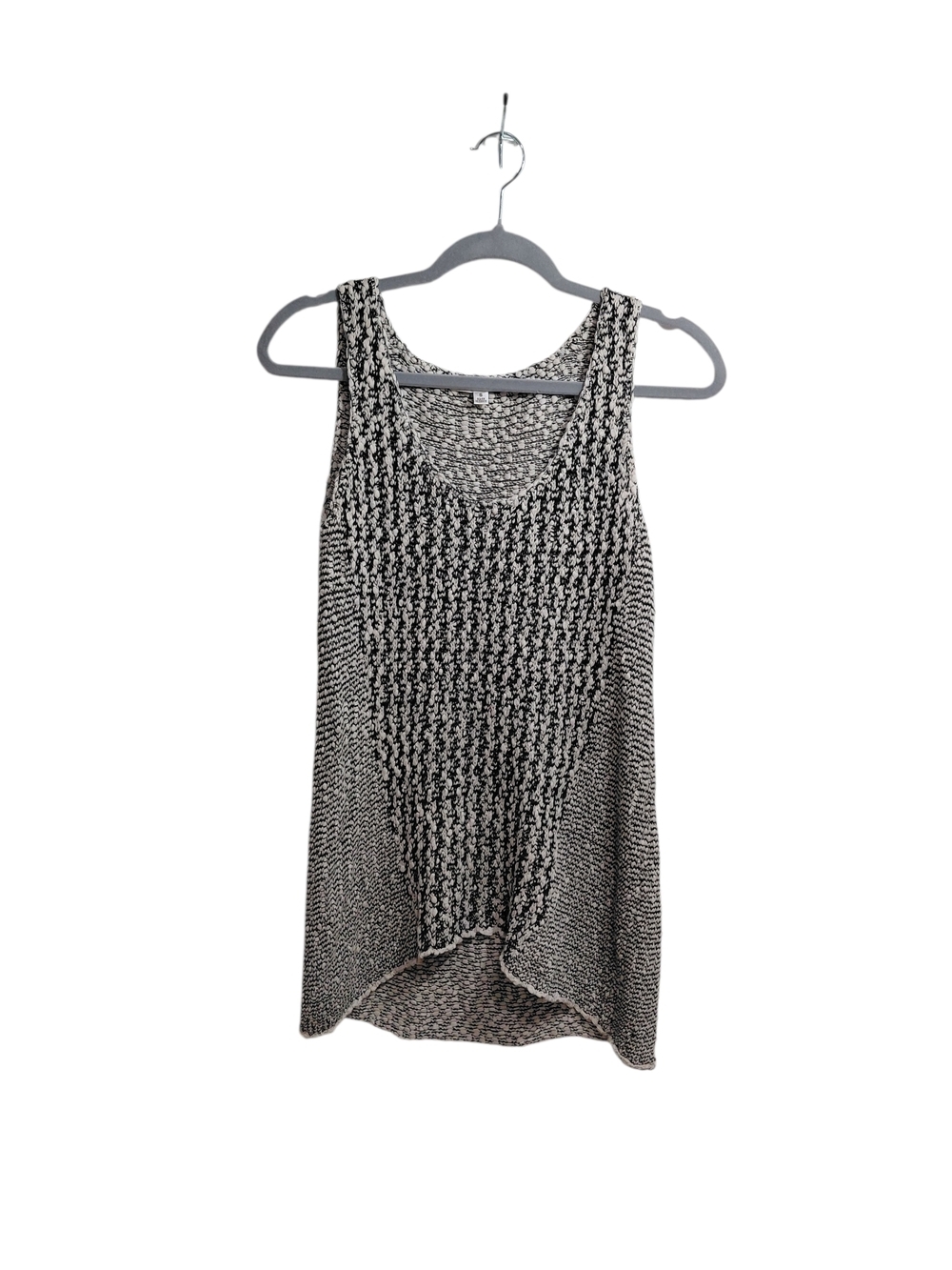 CAbi Black and White Textured Knit Tank